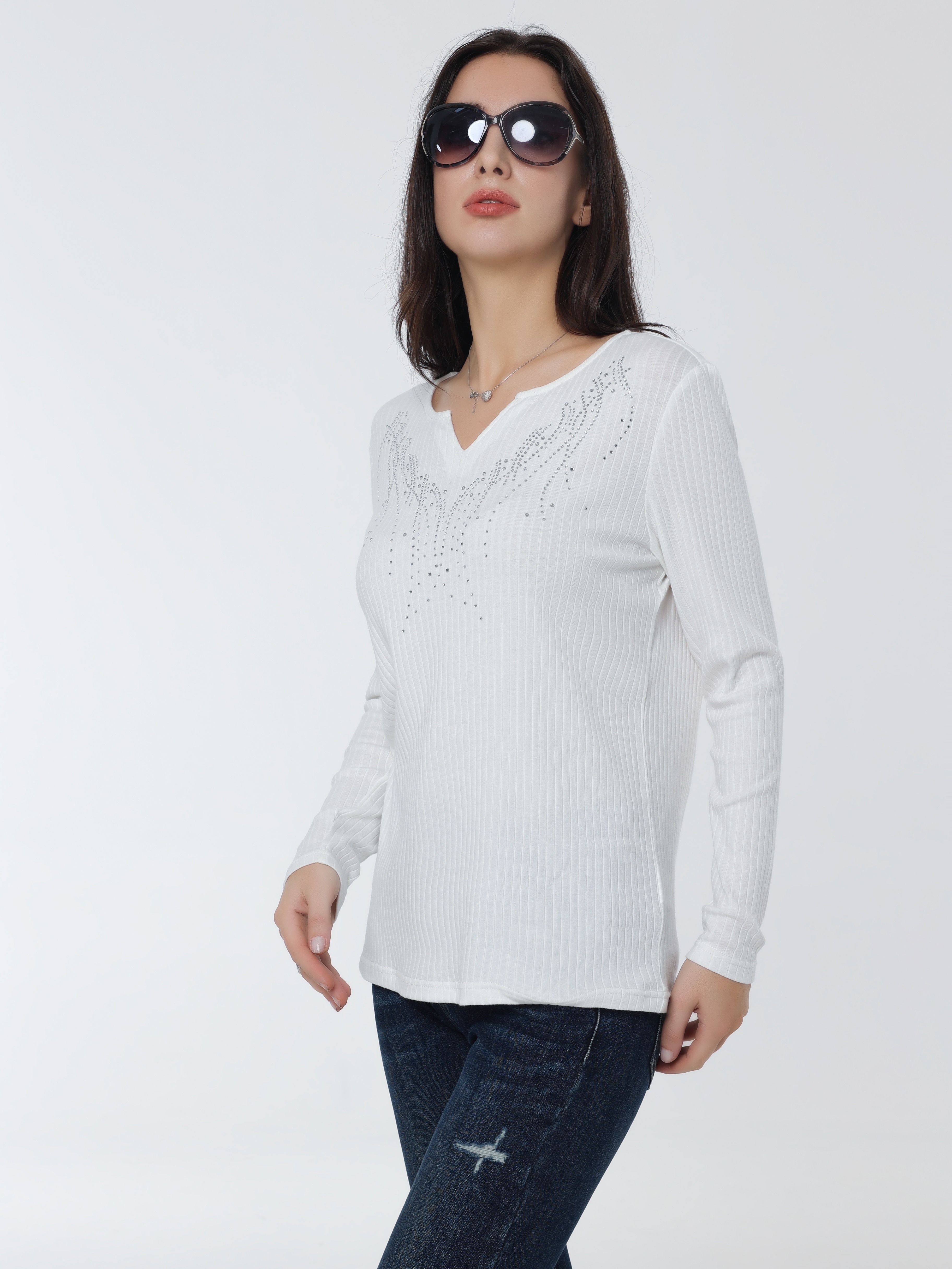 Long Sleeve Cotton Tops For Women - Temu Canada