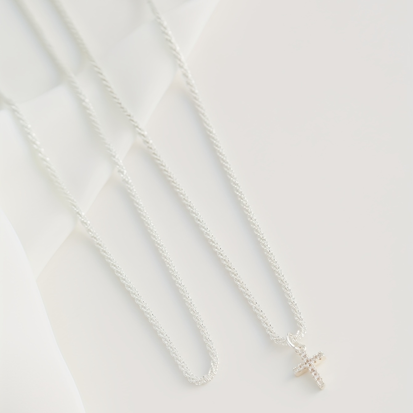 Shinny Rhinestone Cross Pendant Clavicle Chain Double - Temu Canada