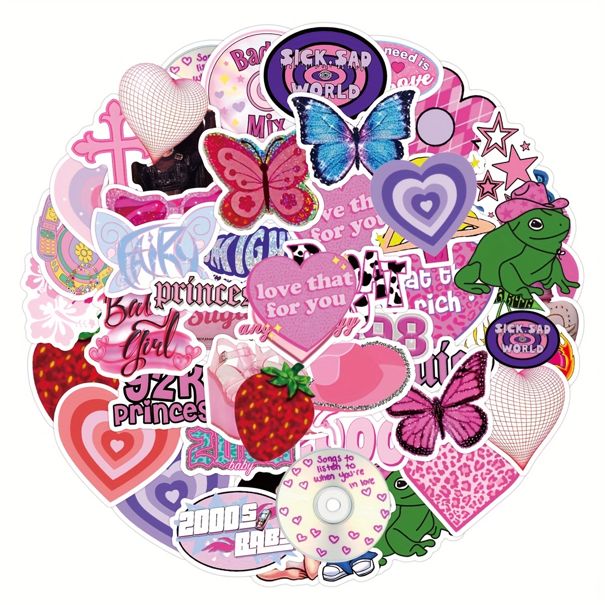 Y2K Aesthetic Printable Stickers Y2K Stickers Girly Stickers Svg