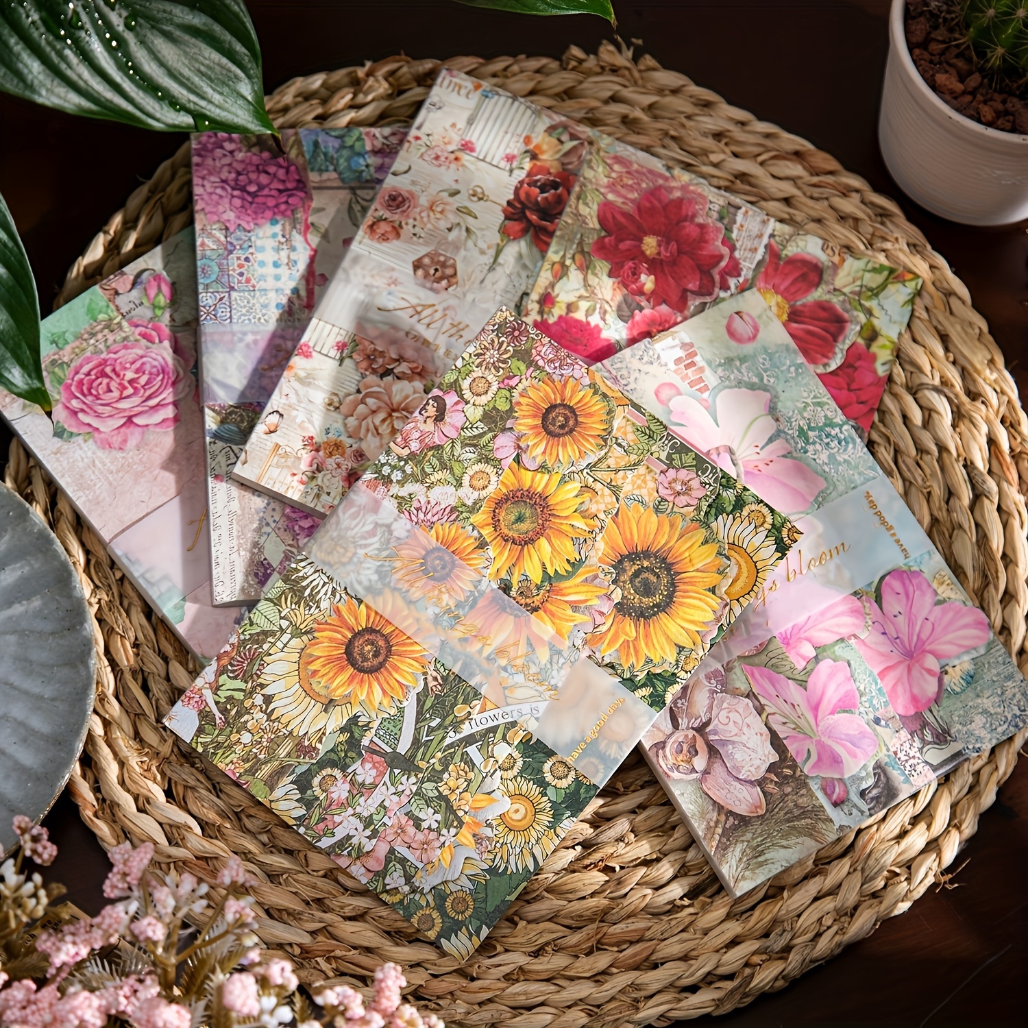 12Pcs 6 Vintage Rose Lace Pattern Paper Pad Scrapbooking DIY Junk
