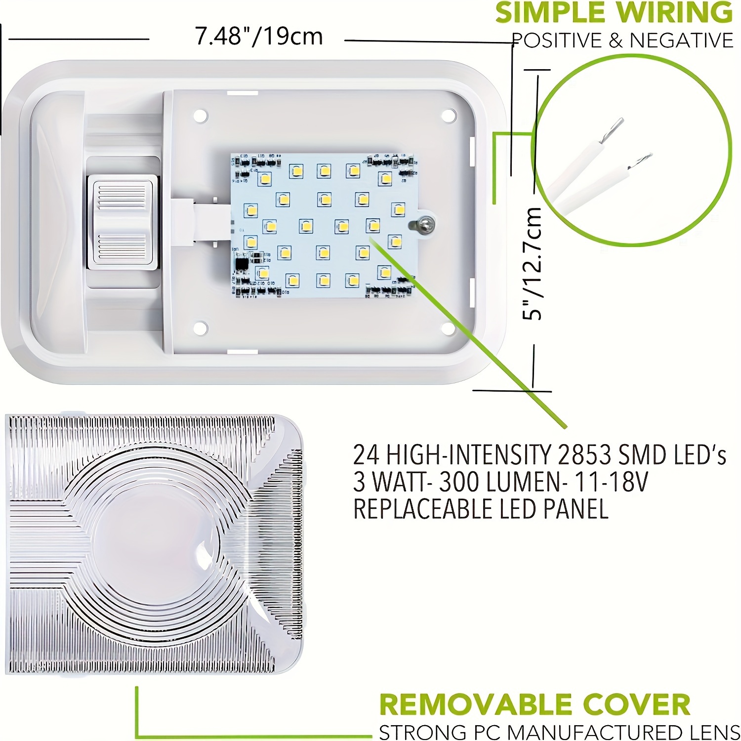 Recreational Led Rv 12v Led Rv Ceiling Light Fixture Switch - Temu