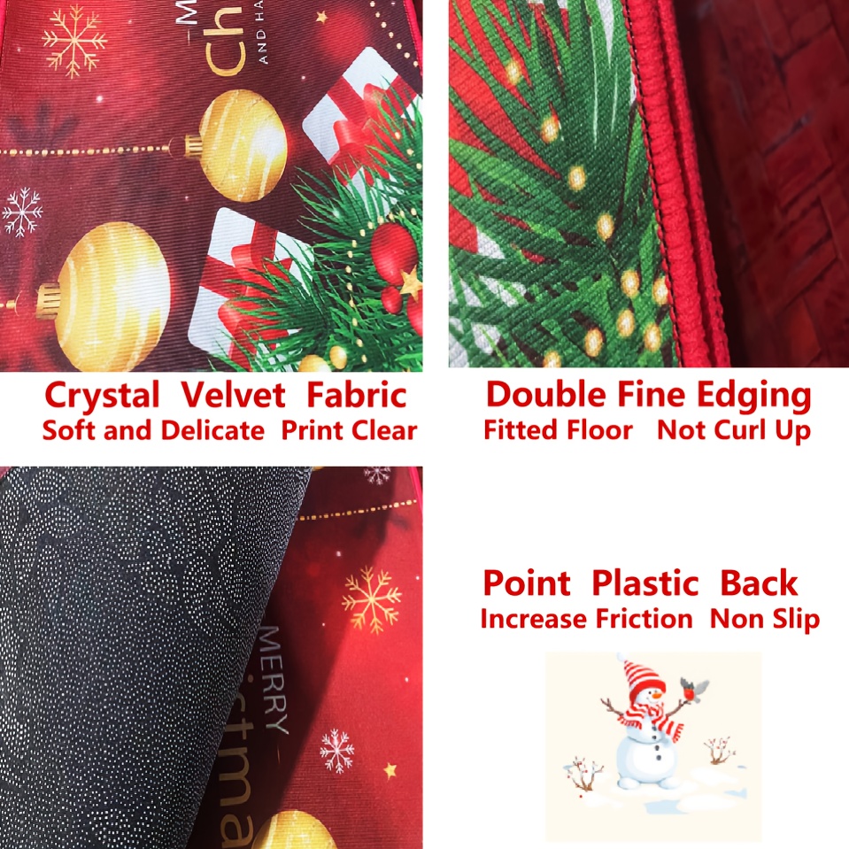 Plaid Tree Gnome Red Black Christmas Rug, Winter Floor Mat, Merry