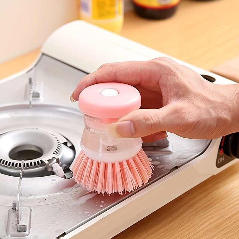 1pc Random Color Kitchen Pot Scrubber With Automatic Liquid Dispensing  Function, Cleaning Brush With Detergent For Dishwashing