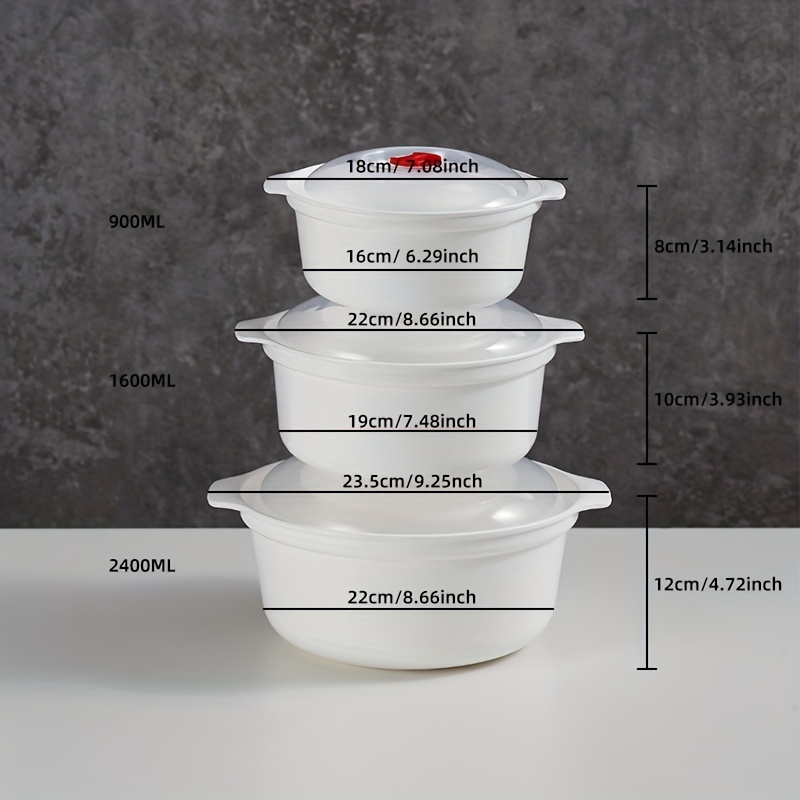 Mixing Bowls With Lids, White Plastic Salad Mixing Bowl Set, For