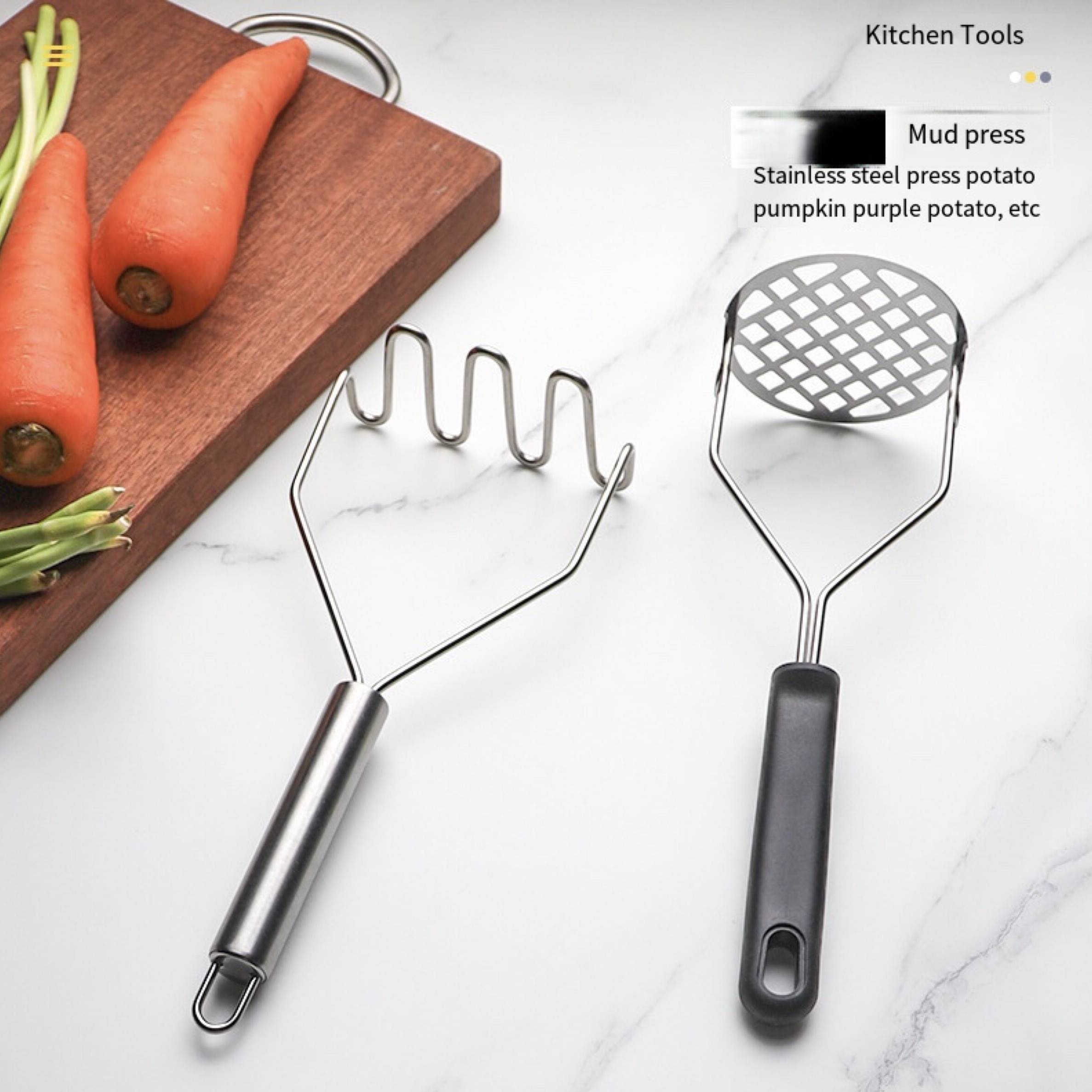 1pc Manual Potato Masher Tool With Wave Shaped Press Plate, For