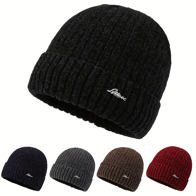 Gorro Punto Hombre Otoño Invierno Gorro Lana Grueso Cálido - Temu