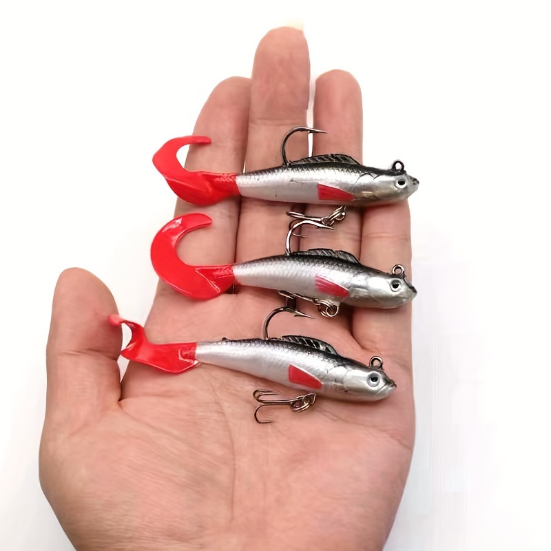 Lure Soft Bait Rolled Tail Lead Fish Red Tail Fishing - Temu