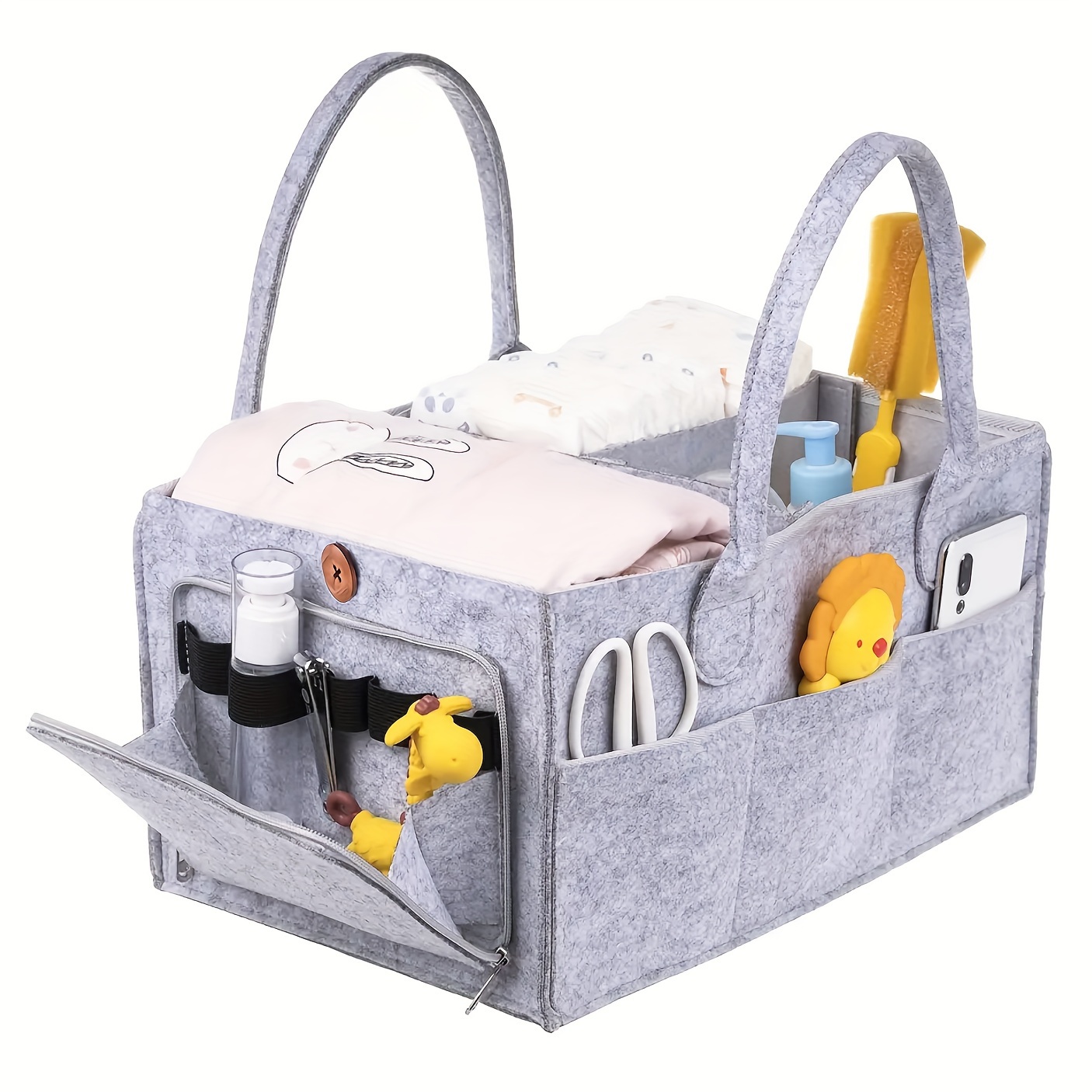 Diaper Caddy Organizer Baby Nursery Storage Basket with Zipper Lid