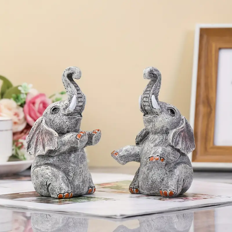 2pcs Creative Hug Couple Elephant Decoration Ornament, Elephant Statue Is  Suitable For Shelf, Living Room, Bedroom, Office, Bookshelf, Home Decor ,roo