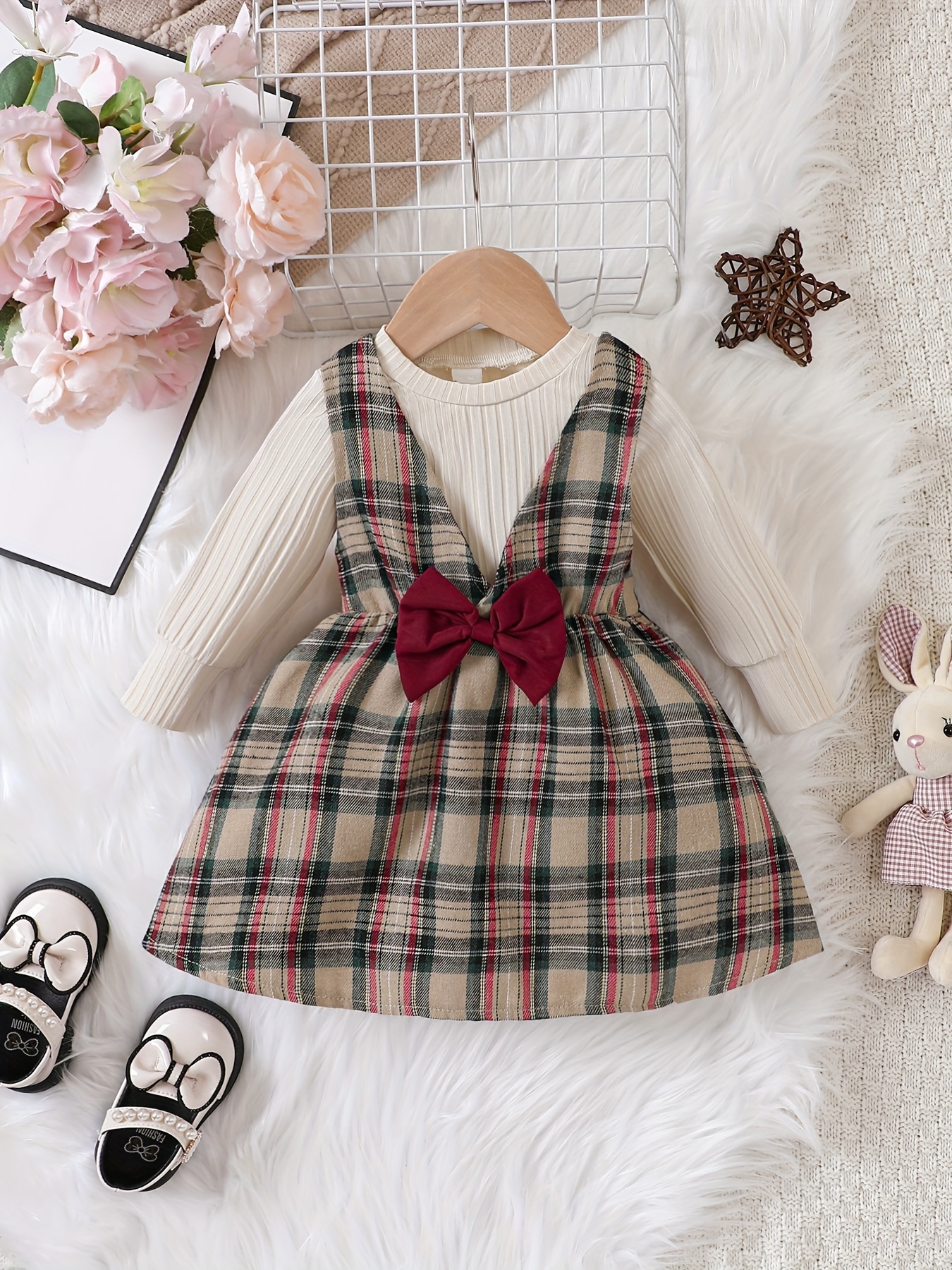 Girl Pleated Plaid Skirts Set,2pcs/set Suspender Cropped Top Dresses Cute  Clothes Outfit