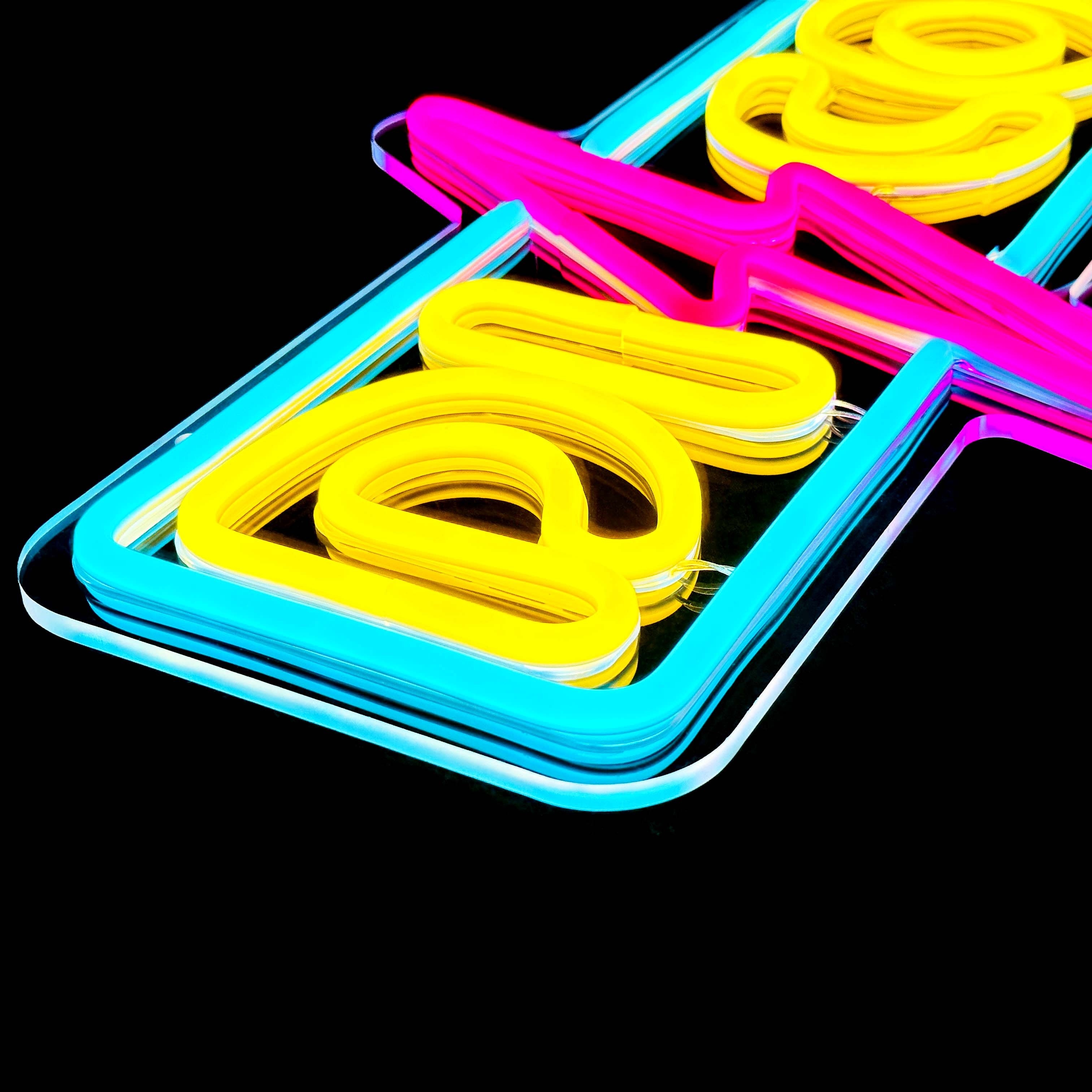 Yellow 'Disco' Acrylic Box Neon Light