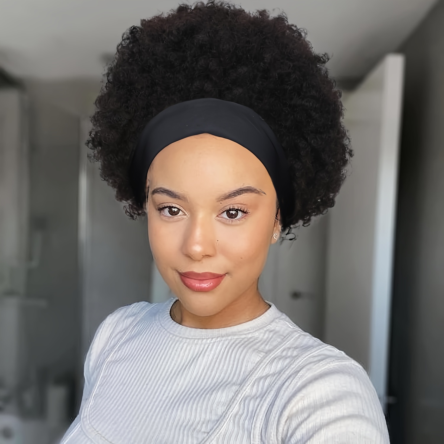 Women s Short Kinky Curly Wigs Synthetic Middle Part Nature Temu