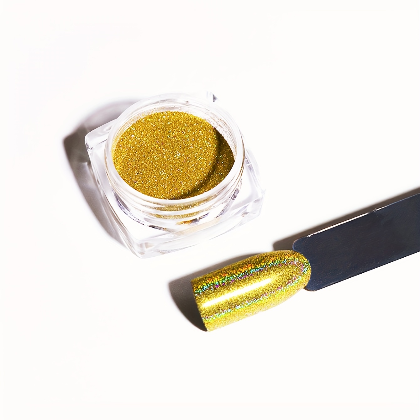 Solid Holographic Laser Powder Holo Golden Silver For Nails - Temu