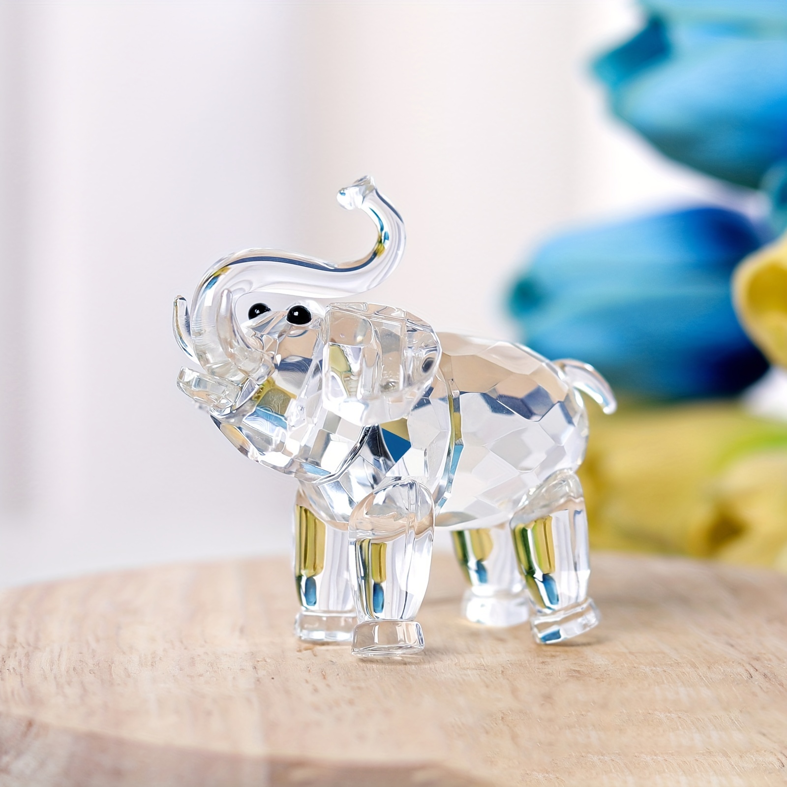 Figura de elefante bonita de cristal, colección de adornos de cristal  cortado, estatua coleccionable de animales