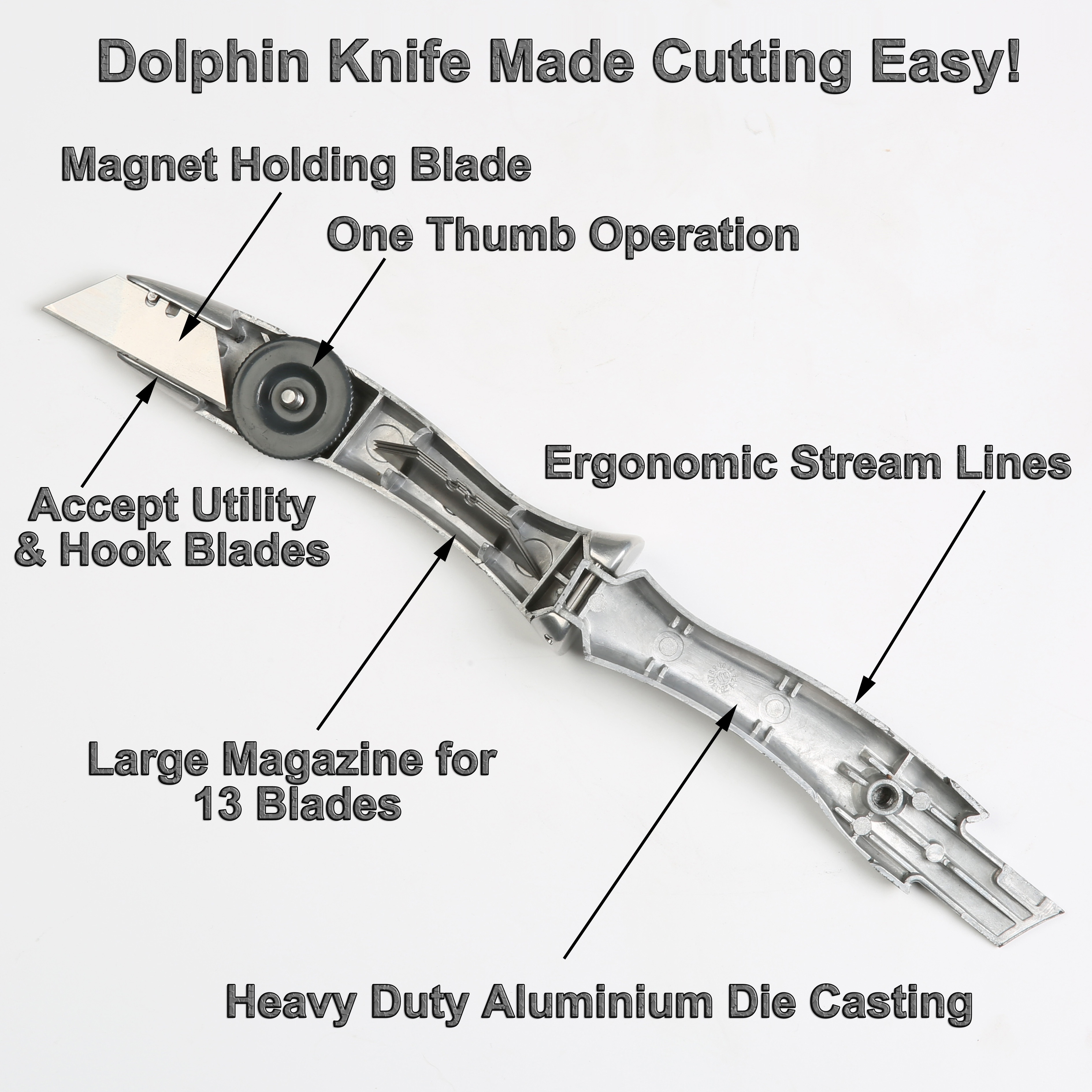 Dolphin PVC Zinc-aluminum Alloy Handle Roll Floor Cutter Knife Wallpaper  Carpet Cutting Tool with 10pcs Blade
