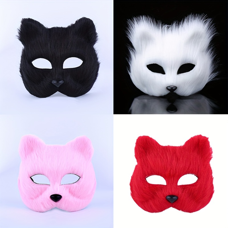 Therian Fox Plastic Mask White /blue/ Red / Black Animal Mask