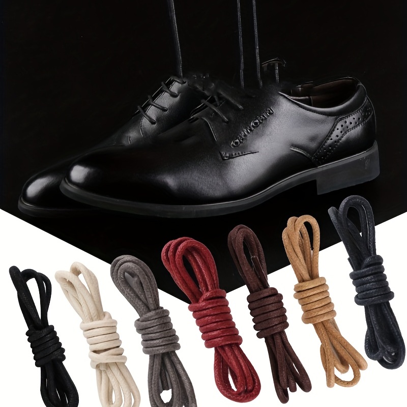 1Pair Cotton Waxed Shoelaces Round Oxford Shoe laces Boots Laces