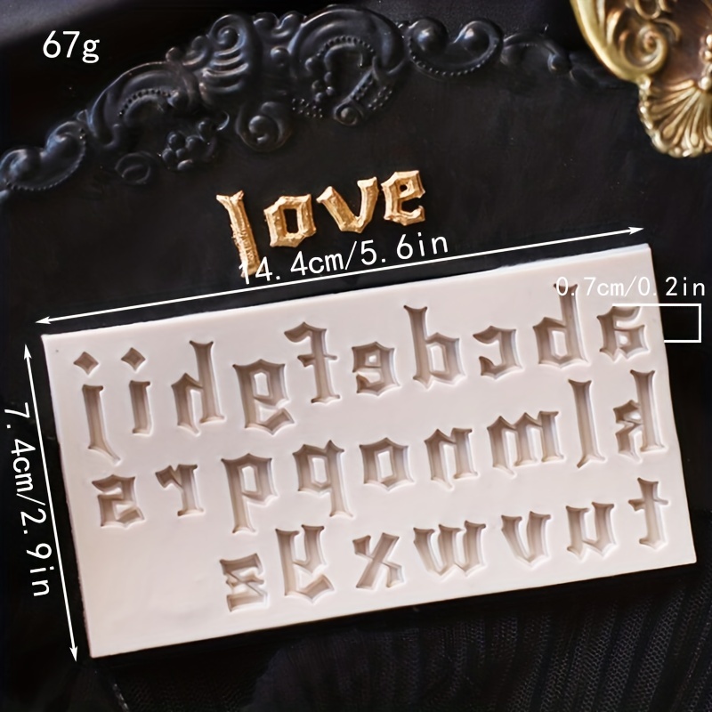 Gothic Font Alphabet Number Silicone Mould Fondant Cake Decorating Mold  Clay,Sugarcraft Decorate Chocolate Halloween Baking Tool