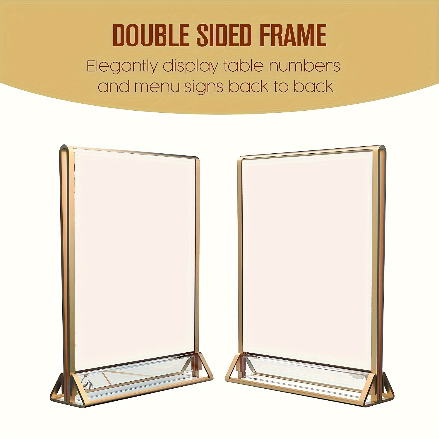 

2pcs/4pcs Acrylic Sign Holder, Wedding Table Numbers, Golden Picture Frame, Lucite, Menu Holder Display, Vertical Photo Stand For Centerpieces, Card, Flyer, Art
