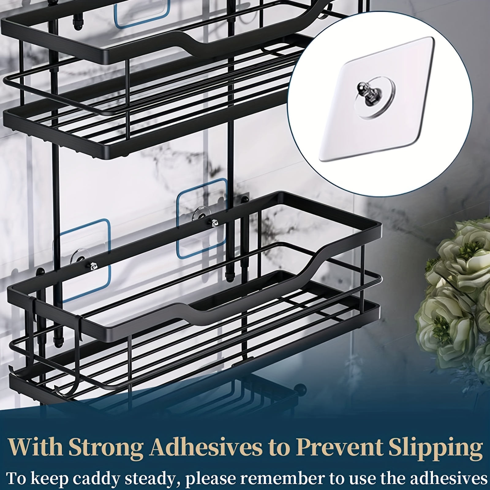 Rustproof And Waterproof Shower Caddy With Soap Holder And 4 - Temu