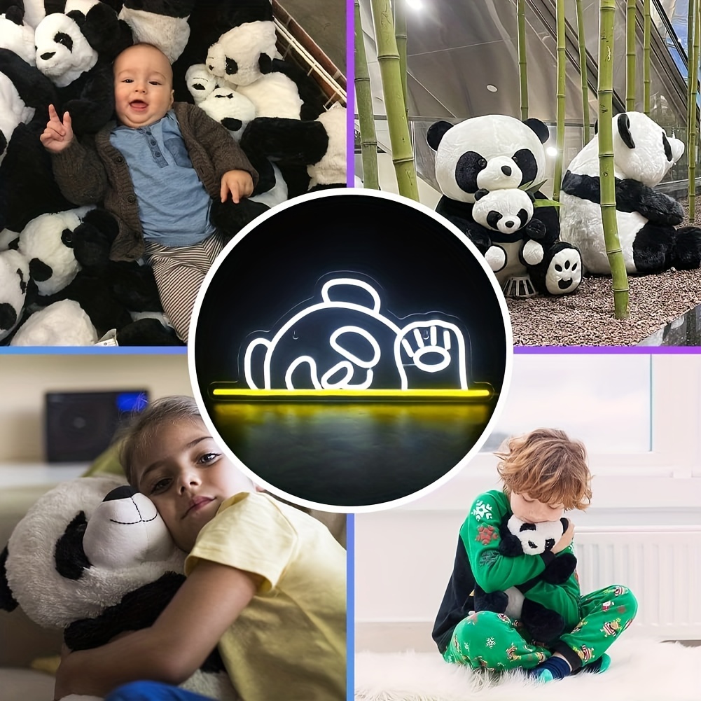 1pc Panda Neon Sign Light Luci Neon A Led Bianche E Gialle - Temu Italy