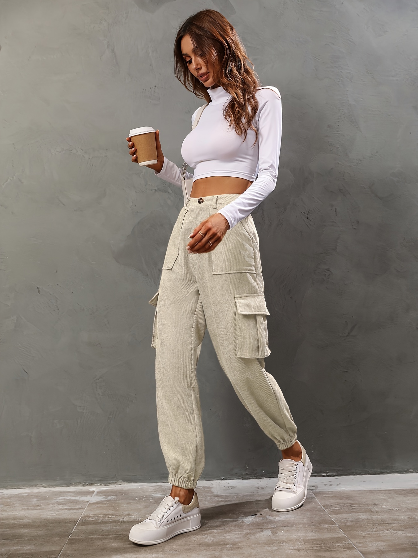 Pantalones Pantalones elegantes para mujer Pantalones casuales de verano  Bolsillos Traje de trabajo de oficina (Caqui L) Ygjytge Caqui T L para Mujer