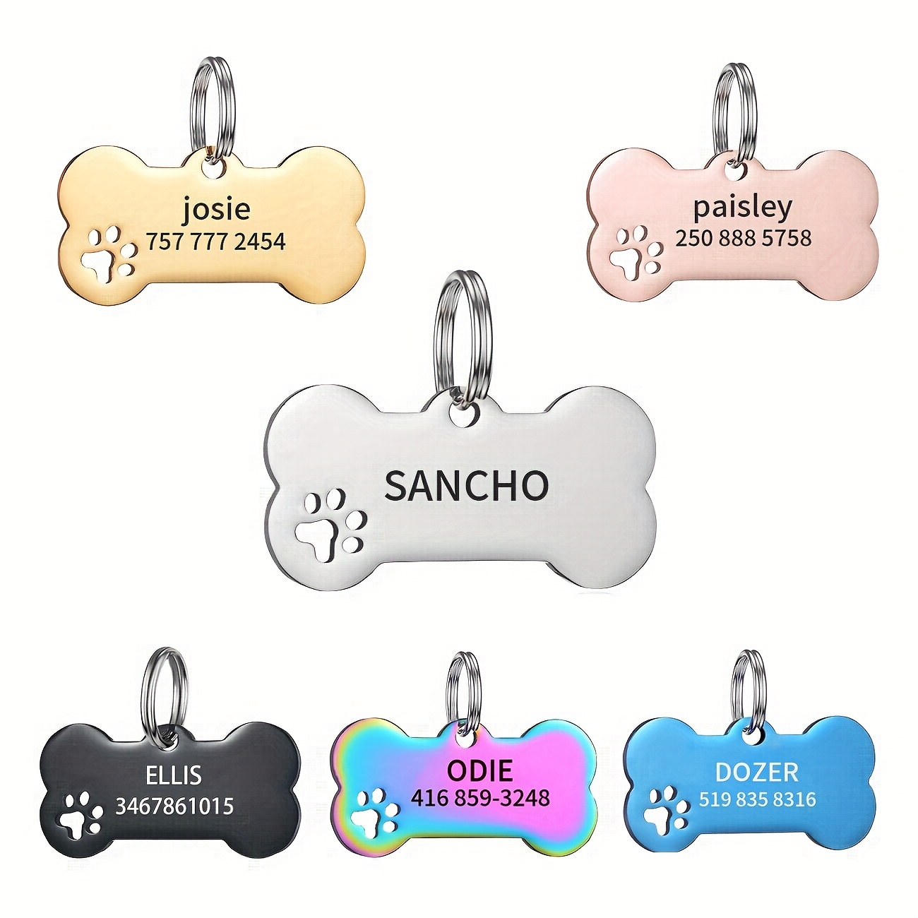 

Personalized Engraved Dog Id Tags, Custom Engraved Dog Bone Shape Name Tags For Puppy Small Medium Pet Dog