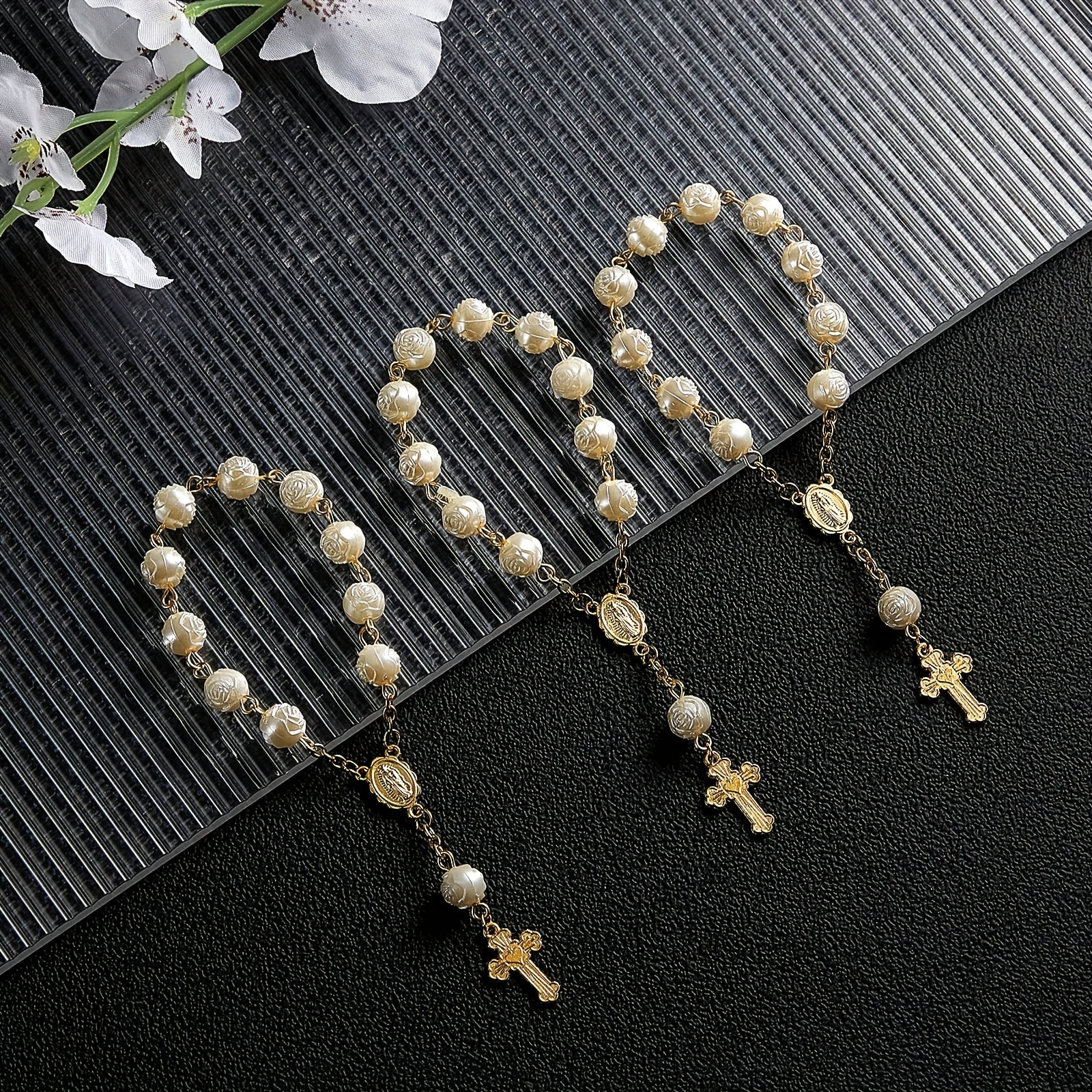 Mini Rosary Baptism Favor Acrylic Finger Rosaries Weddings Party
