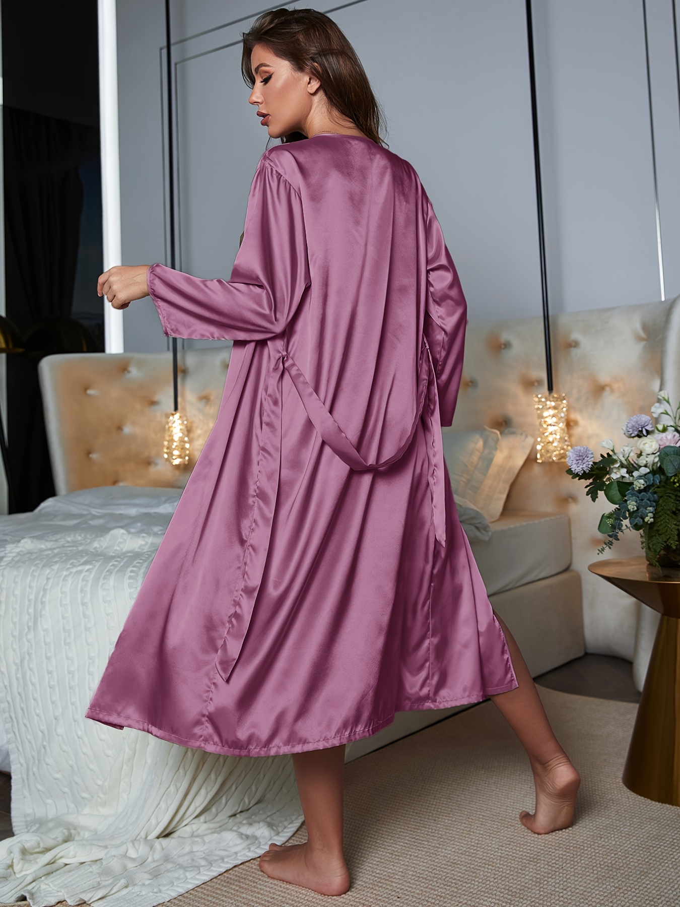 Royalcore Princesscore Soft Satin Chemise Dress/Robe/Nightie Set