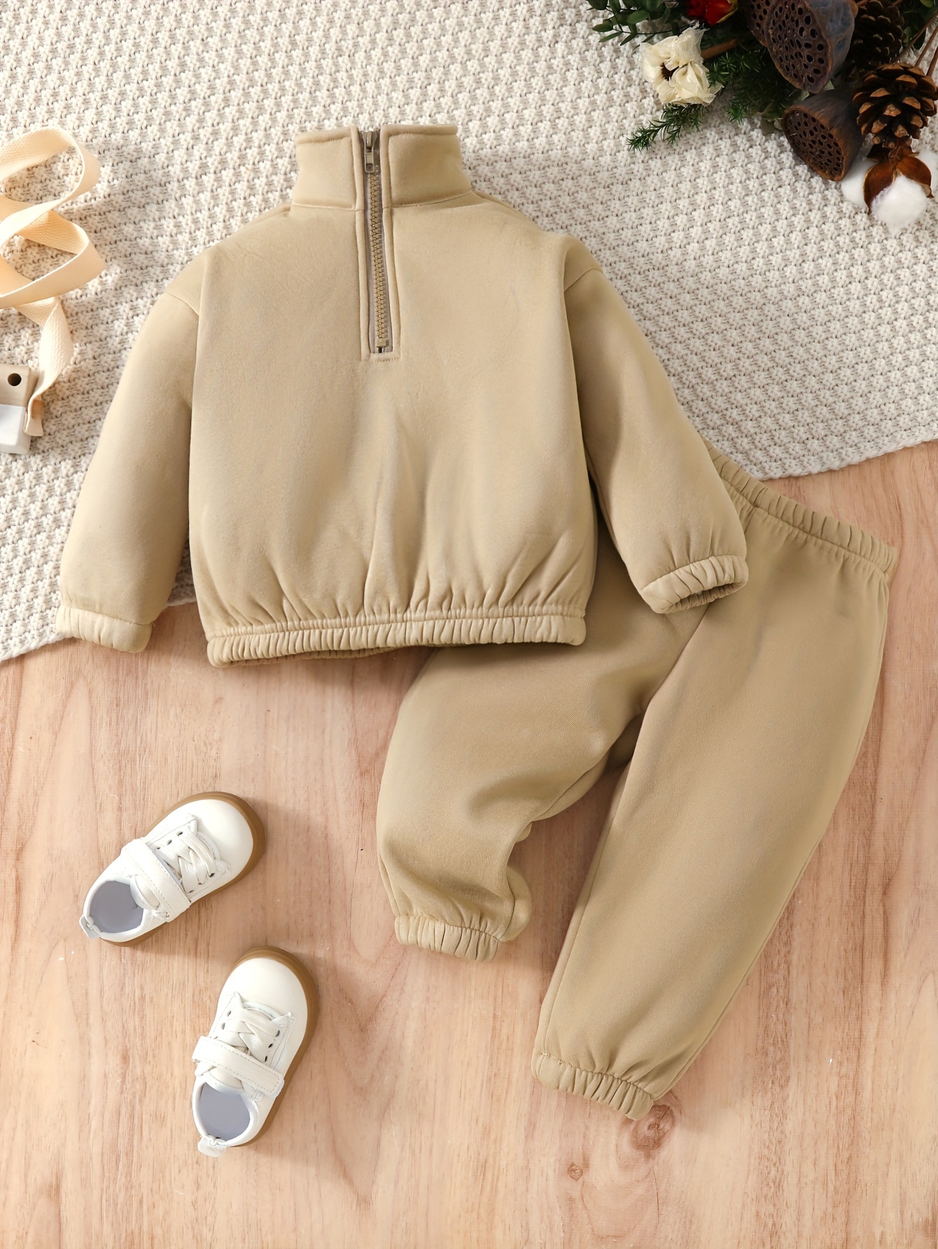 Solid Color Casual Sports Set Half Zipper Long Sleeve - Temu