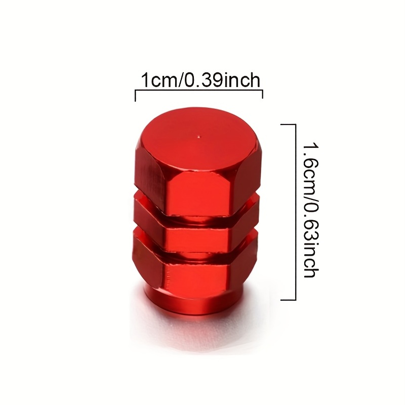 Tapones Válvula Coche Aluminio Hexagonales Rojo - Aldamóvil 