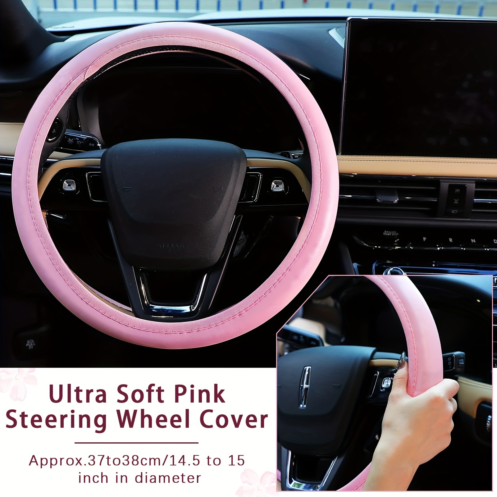 Pink Car Accessories Set Car Seat Covers Full Set Steering Wheel