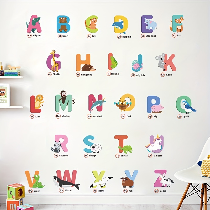 Easy Peel and Stick Animal Alphabet Wall Decal Stickers #3015 -  InnovativeStencils