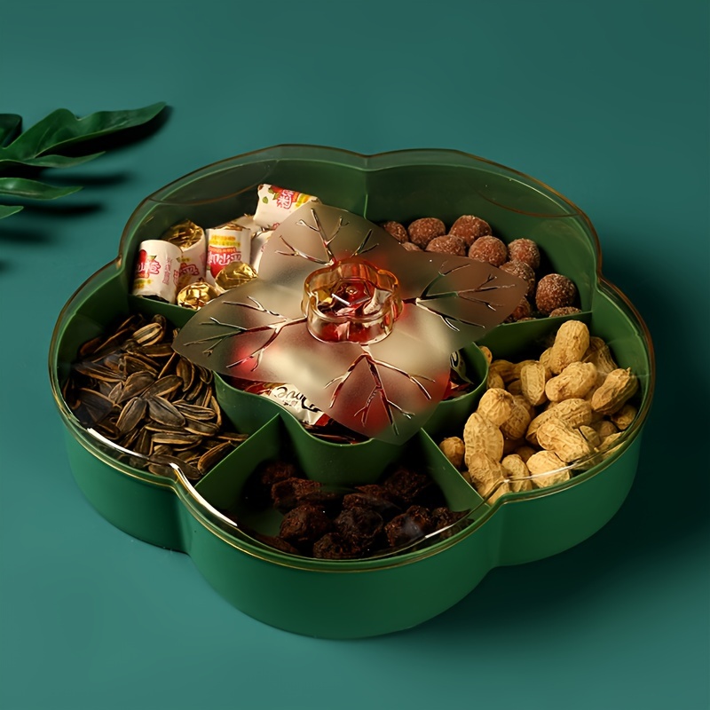 Flower Shaped Snack Serving Tray With Lid Plastic Divided - Temu