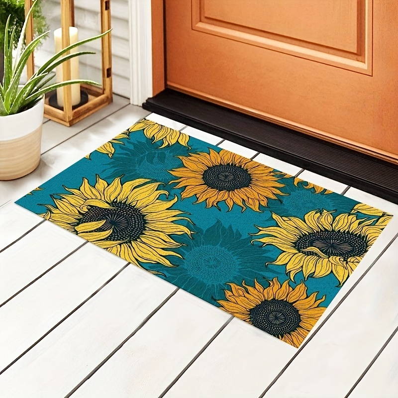 Yellow Sunflowers On A Blue Background Welcome Outdoor Door Mat, Indoor  Entrance Non-slip Doormats, Outside Patio Rug Pad, Mesh Dirt Mud Trapper,  Fall Halloween Home Decor, Xmas Decor - Temu