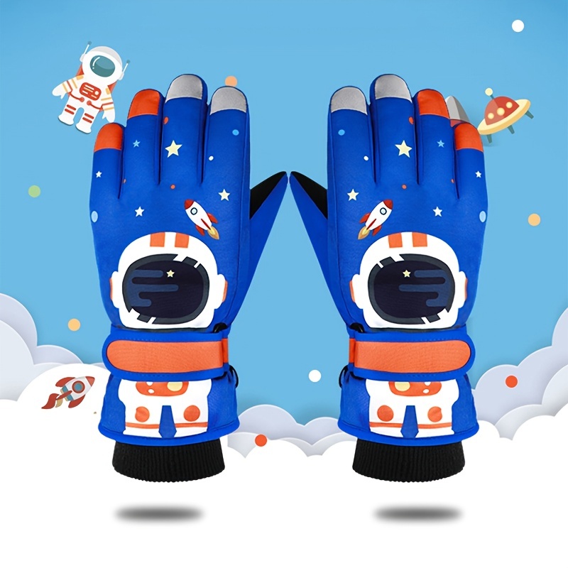 Guantes De Esquí Cálidos De Invierno Astronauta Para Niños , Para Motos De  Nieve Snowboard Impermeables , Dibujos Animados Niñas