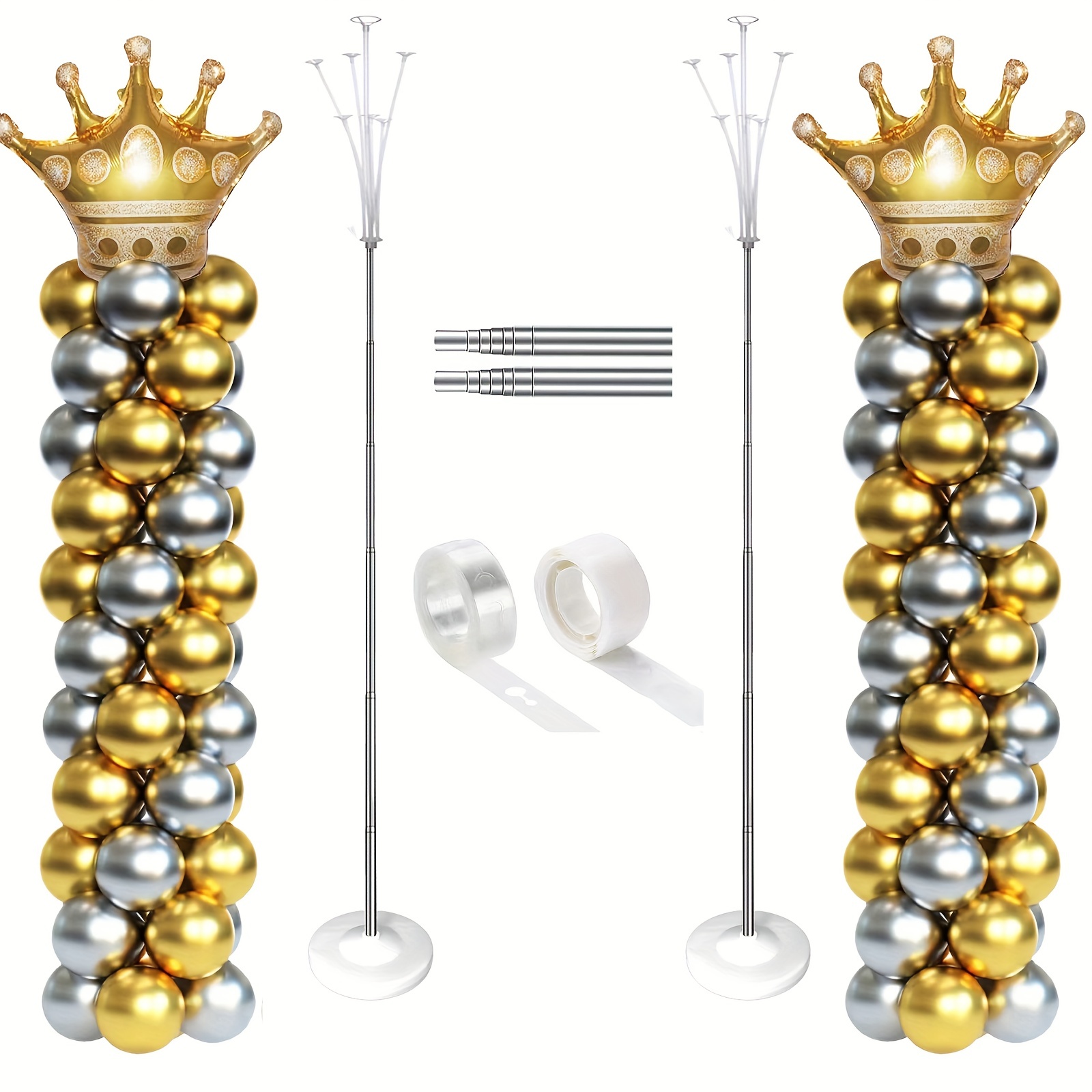 Kit de arco de globos con base, soporte de arco de globos ajustable de 9  pies de alto y 10 pies de ancho, herramienta de decoración de telón de  fondo