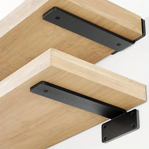 item picture 2pcs 4pcs 6 8 10 12inches black hidden invisible l shelves brackets with screws floating hidden shelf brackets heavy duty shelf brackets industrial l iron metal shelf brackets hardware supports for diy wall shelves storage