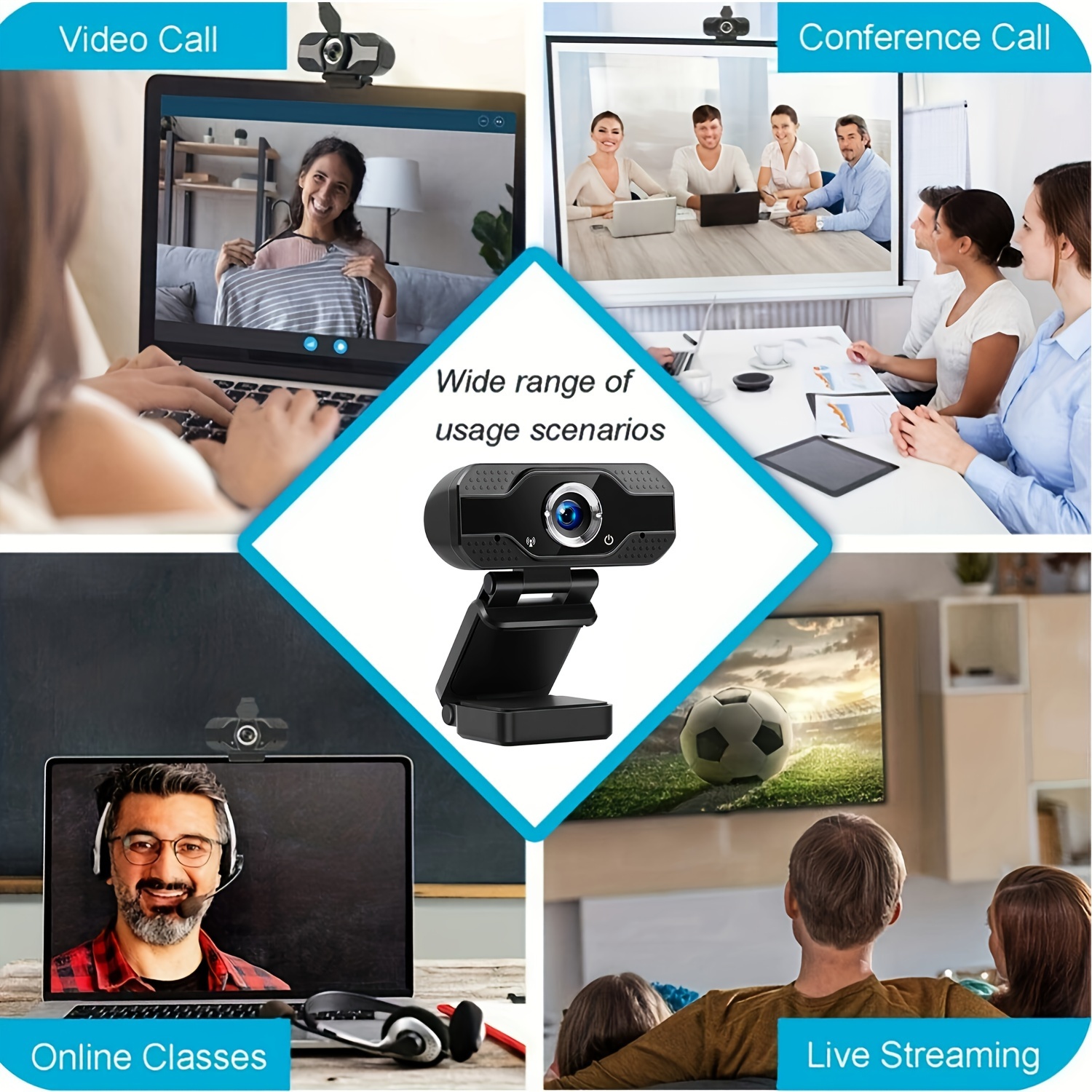 Cámara Web 2K 4K 1080 P para PC, Webcam en línea USB con micrófono, enfoque  automático