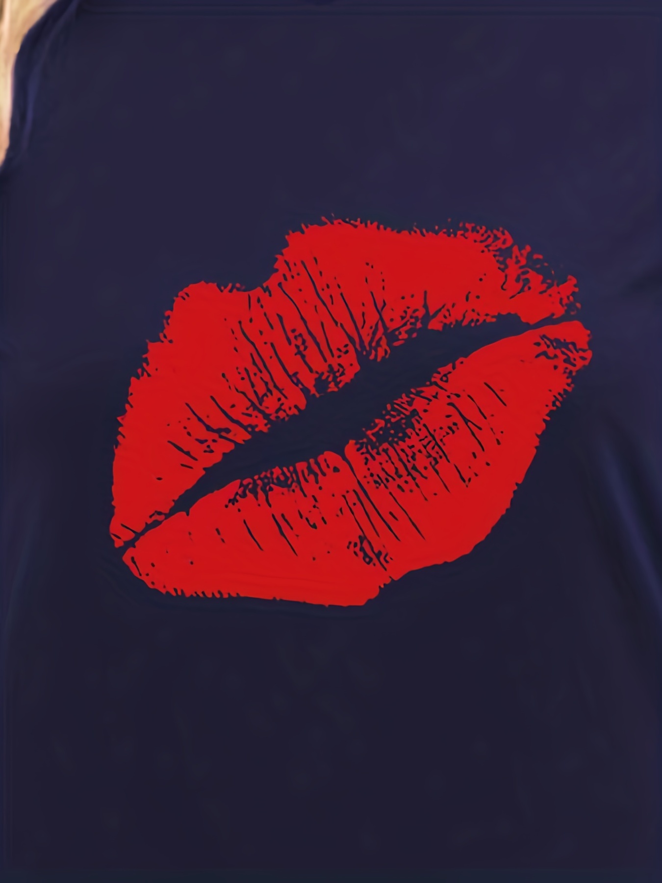 Red Lips Print T shirt Summer Short Sleeve Casual Top - Temu