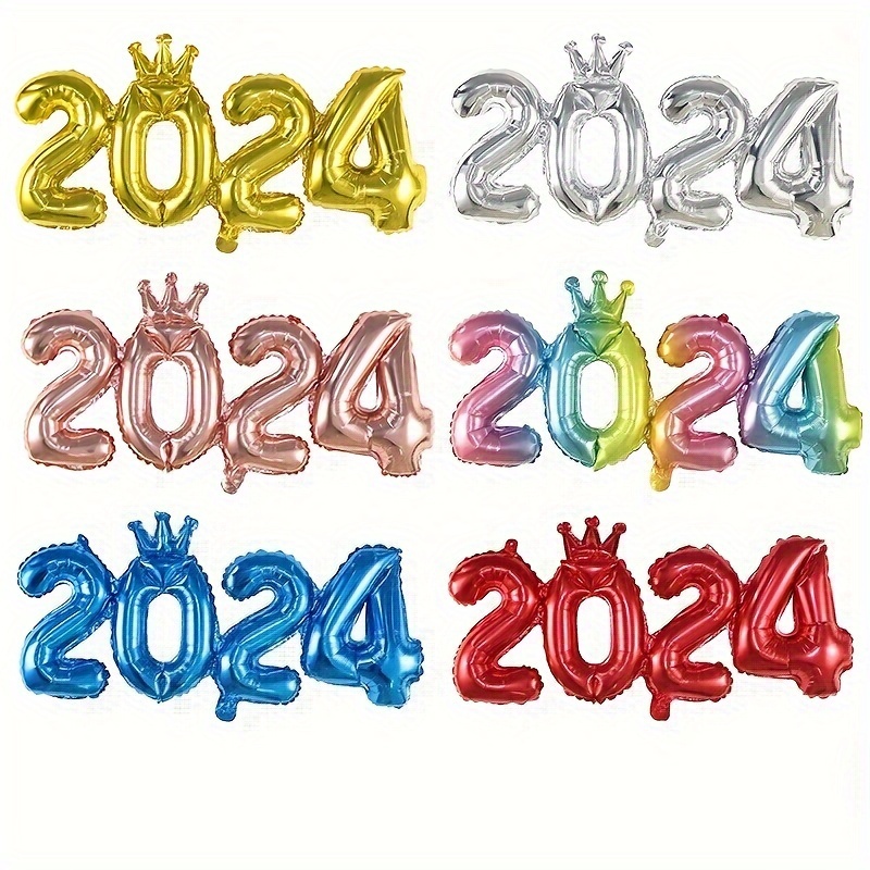 9 pièces Ballon aluminium Nouvel An 2024, ballons Nouvel An avec