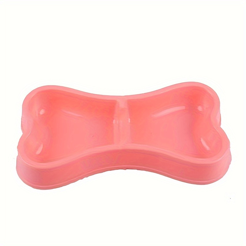 1pc Plastic Bone-shaped Dog Bowl, Double Bowls Design For Water And Food