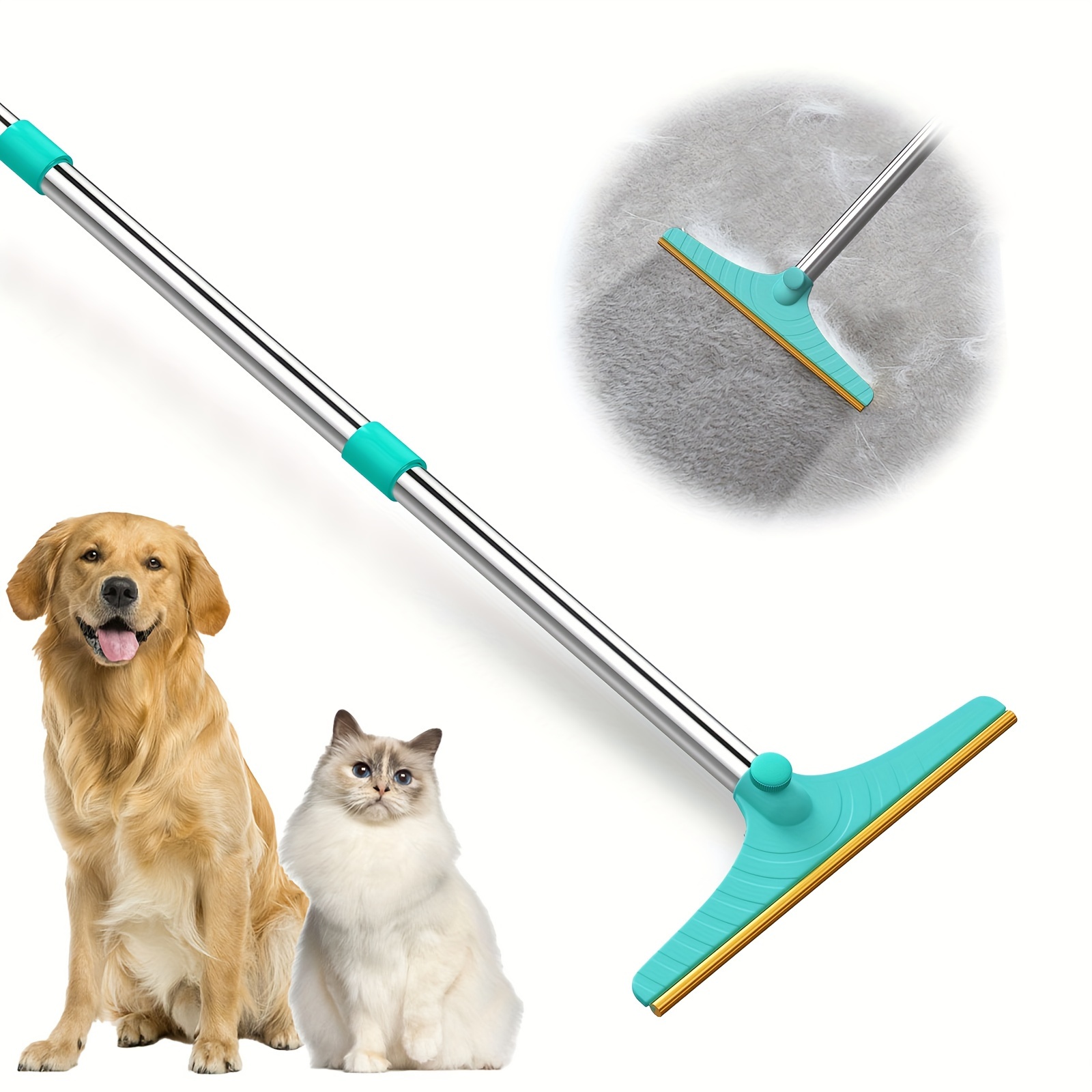 Broom With Scraper For Carpet Pet Hair Remover Long Handle - Temu