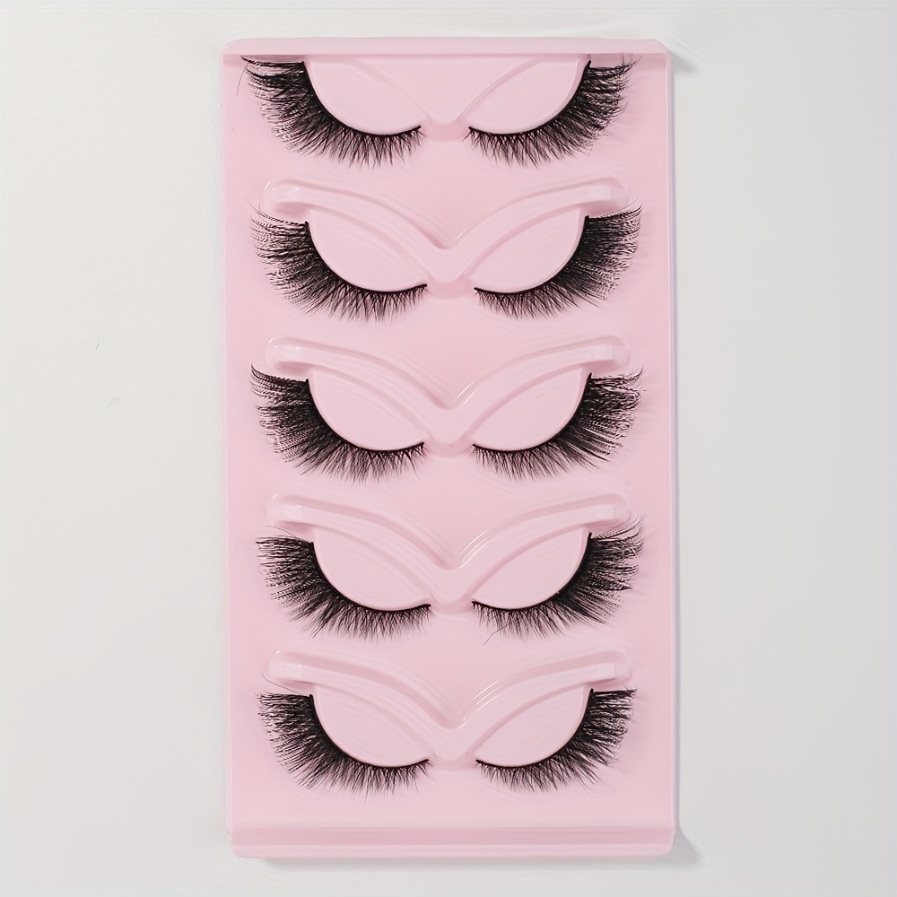 

5 Pairs Cat Eye False Eyelashes Fox Eye Lashes Angle Wing Lashes Natural Look Fluffy Makeup Lash Extension For Party Dating Stage Makeup