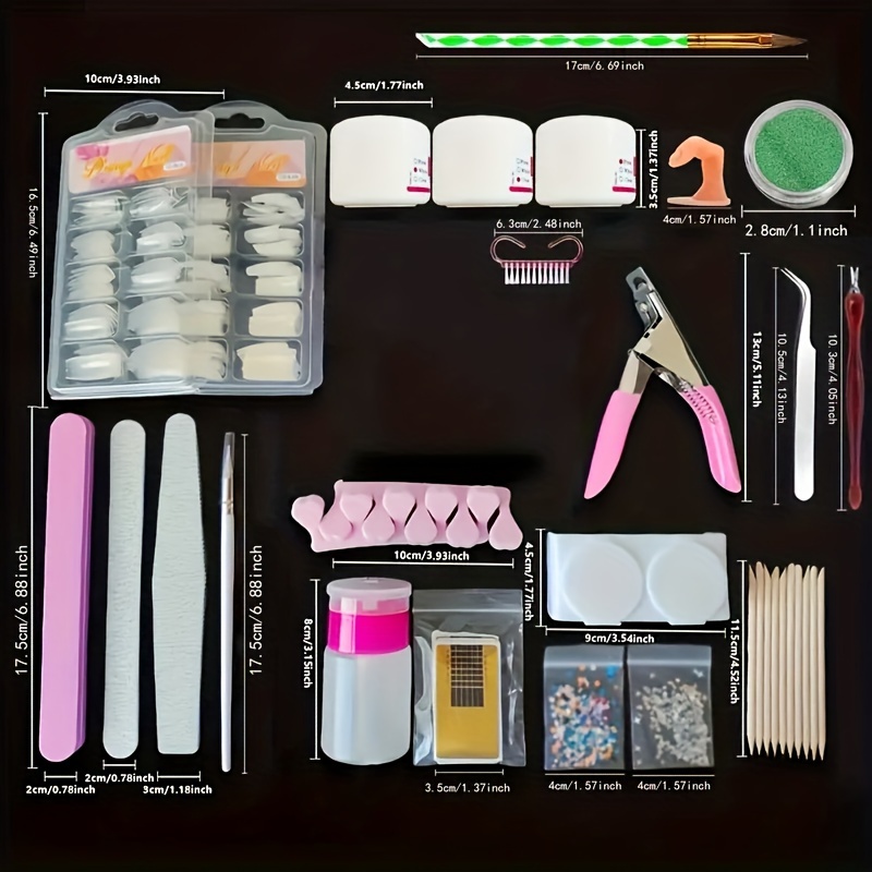 1 Acrylic Nail Kit For Beginners 12 Color Glitter Acrylic - Temu
