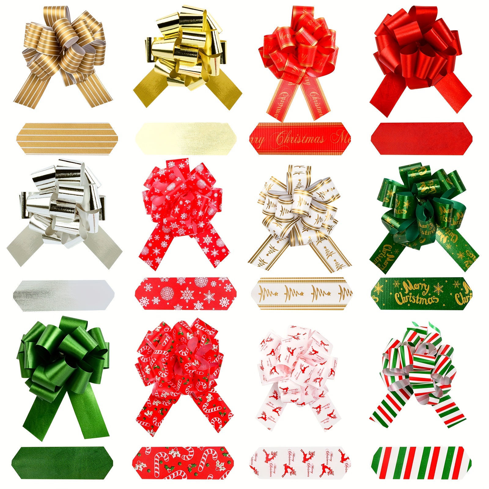 Christmas Pull Bows Ribbon Gift Bows Gift Wrap Bows Wrapping - Temu