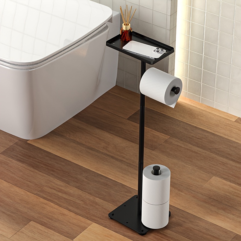 Toilet Paper Holder Stand, Freestanding Tissue Storage Rack, Toilet Roll  Paper Holder With Storage, Toilet Paper Roll Holder For Bathroom, Bathroom  Accessories - Temu
