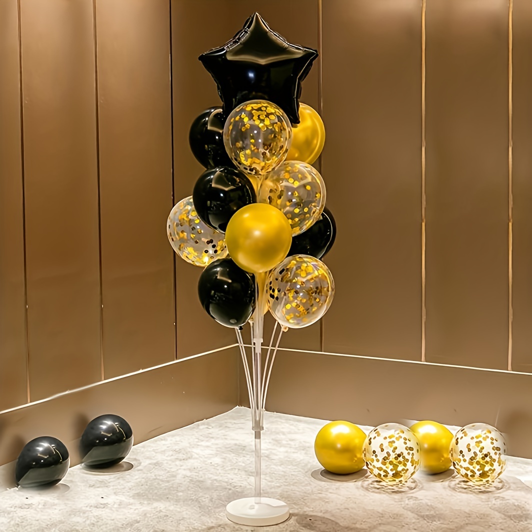  Decoraciones de cumpleaños número 40 para hombres y mujeres,  kit de decoración de fiesta en negro y dorado, pancarta de feliz cumpleaños,  globos negros y dorados, globos de confeti para decoraciones 