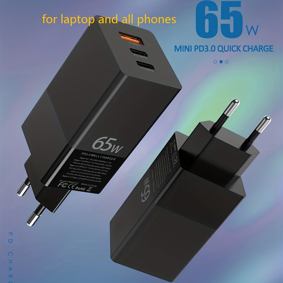 Chargeur USB C Rapide 65W PD GaN3 Fast Charger 4 Ports USB C Laptop  Smartphone - Prix en Algérie