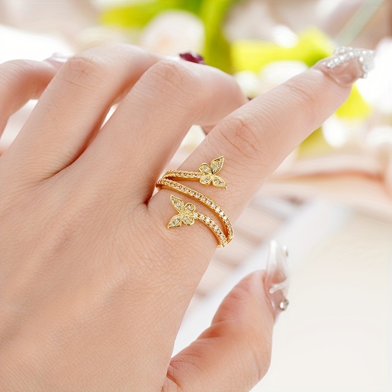 Women's Butterfly Wrap Ring Copper Zirconia April Birthstone